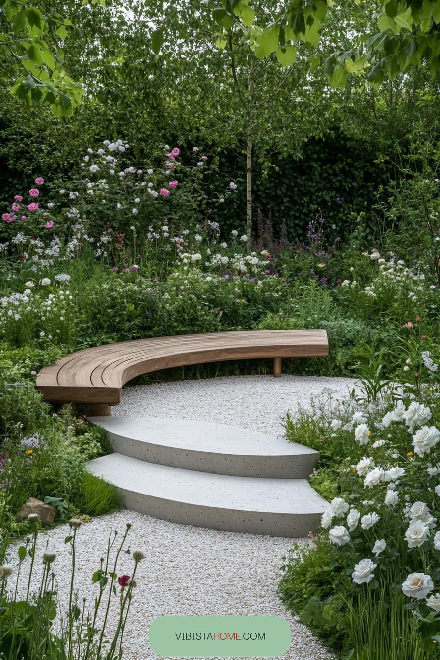 Curved Garden Bench Retreat