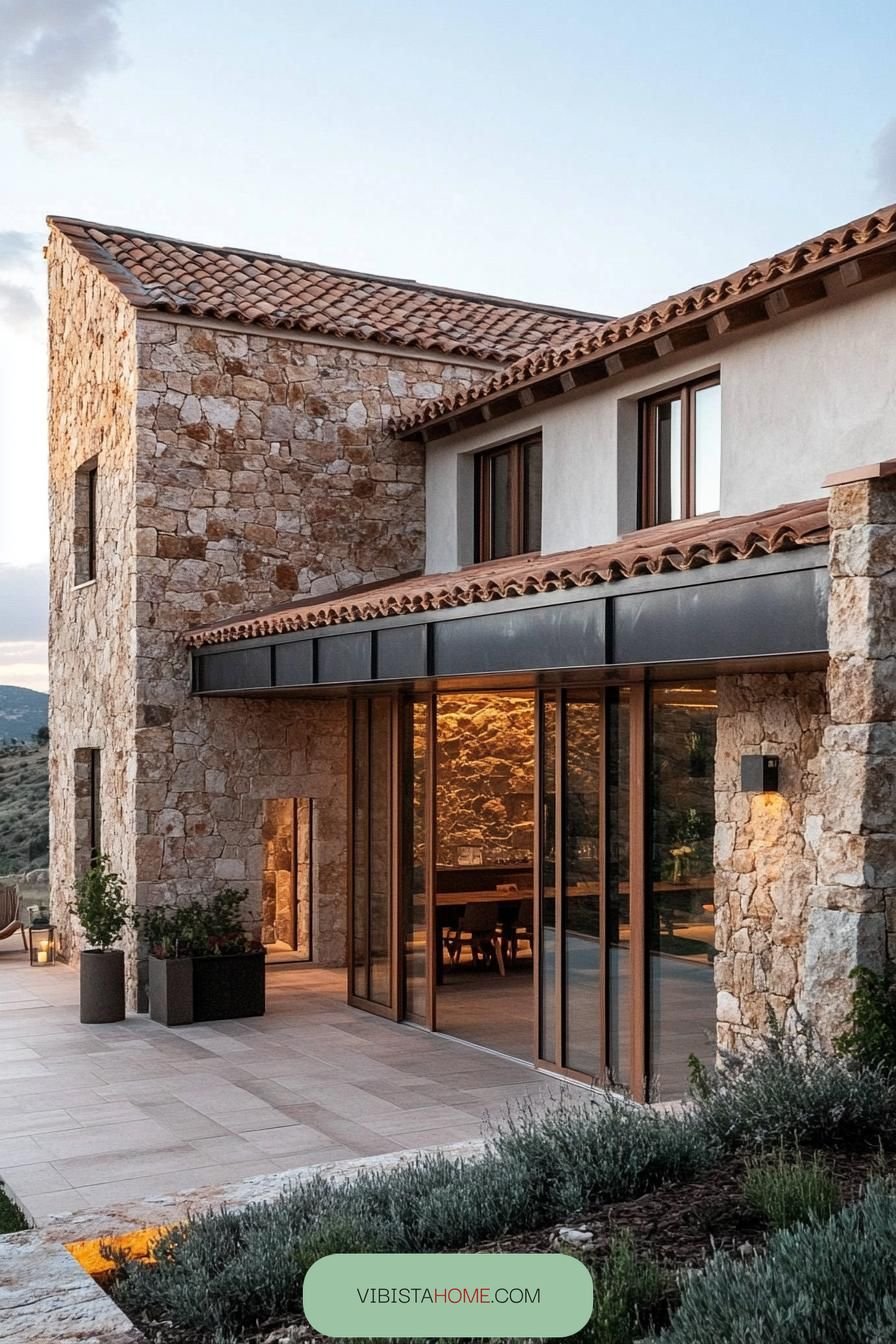 Modern Glamor in a Rustic Stone Retreat