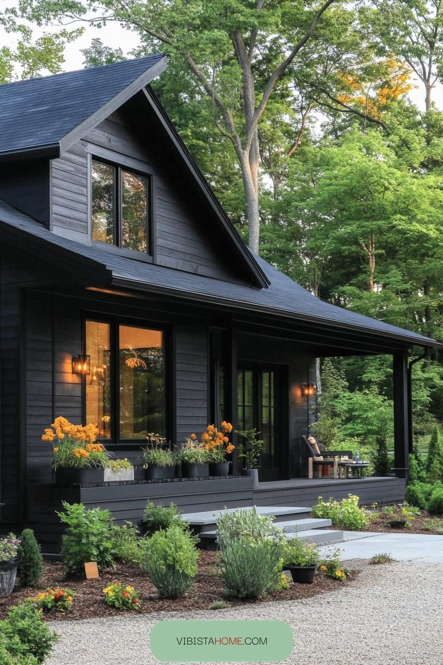 34) Charcoal Contemporary Retreat Among Trees