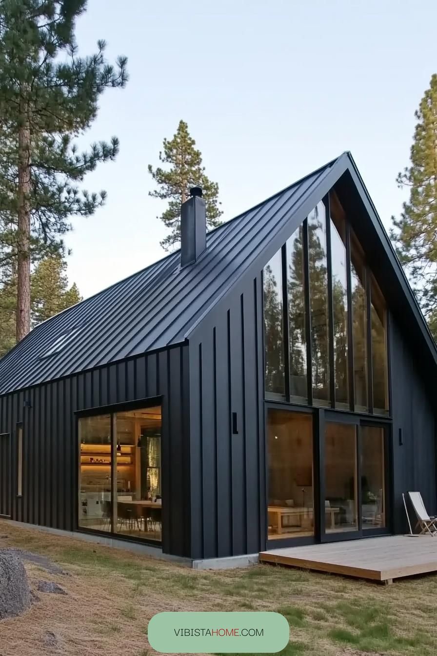 51) Black Exterior Scandinavian Modern House
