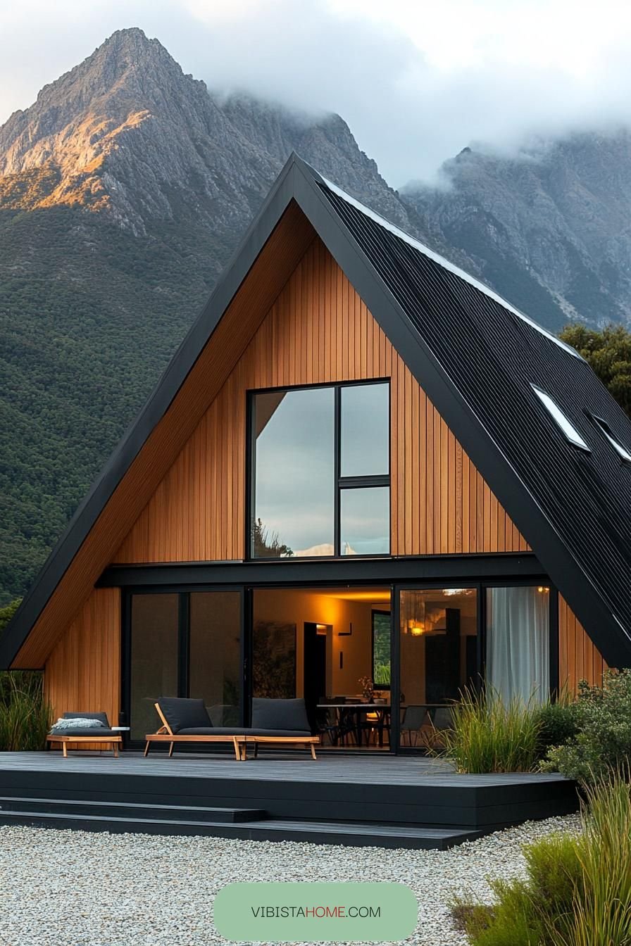 54) Modern A-Frame Retreat Facing the Mountains