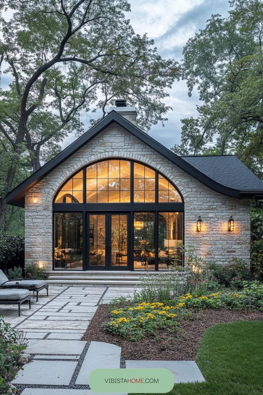 Arched Window Stone Retreat Charm