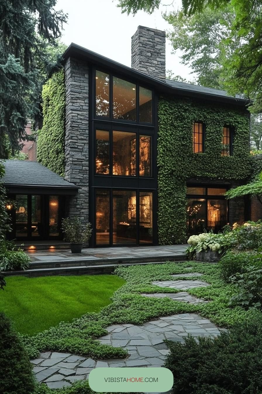 Lush Greenery Around a Stone Oasis