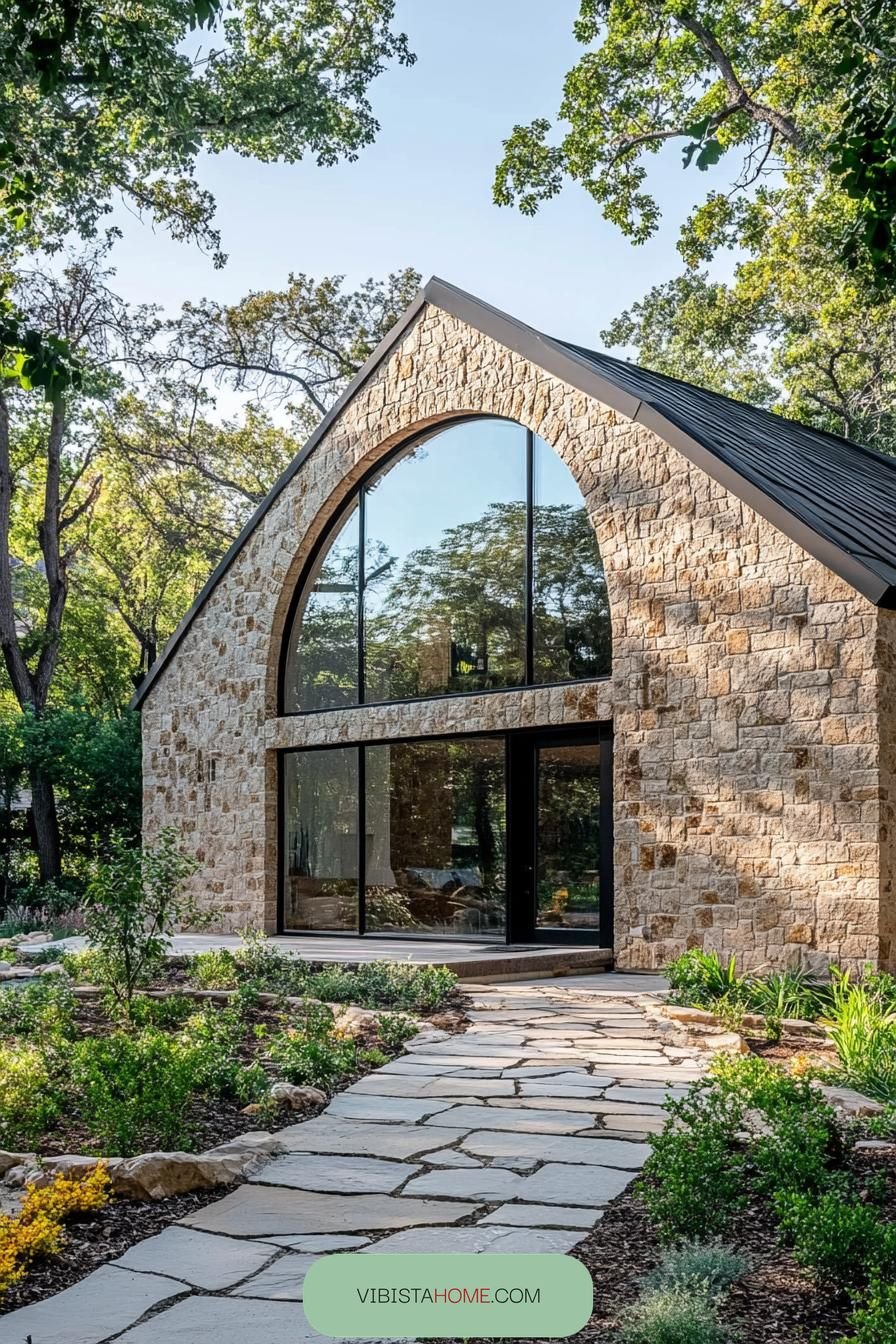 Lofty Arch Over a Grand Stone Abode