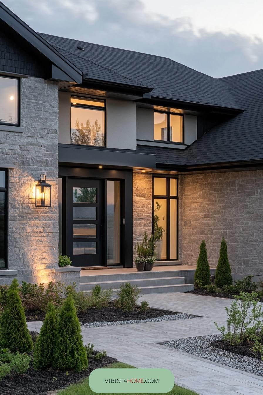 Twinkling Lights on a Serene Stone Sanctuary