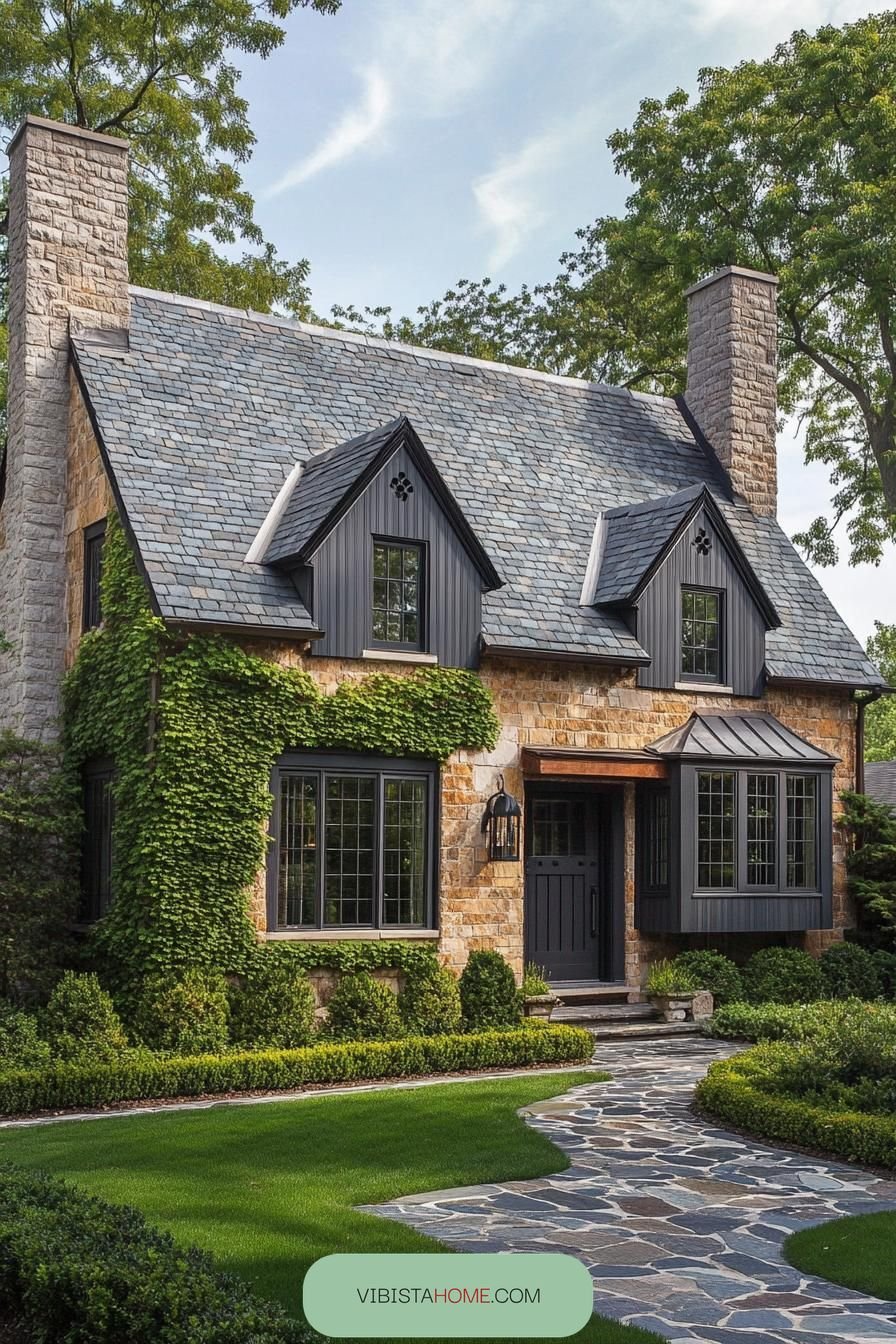 Ivy's Embrace on a Cozy Stone Cottage