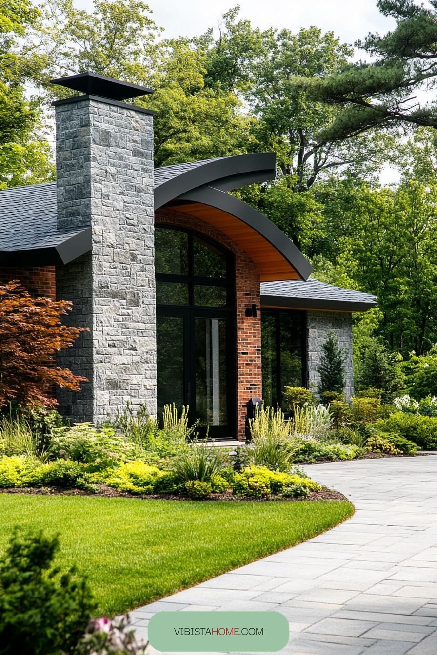 Leafy Surrounds and a Curved Stone Sanctuary