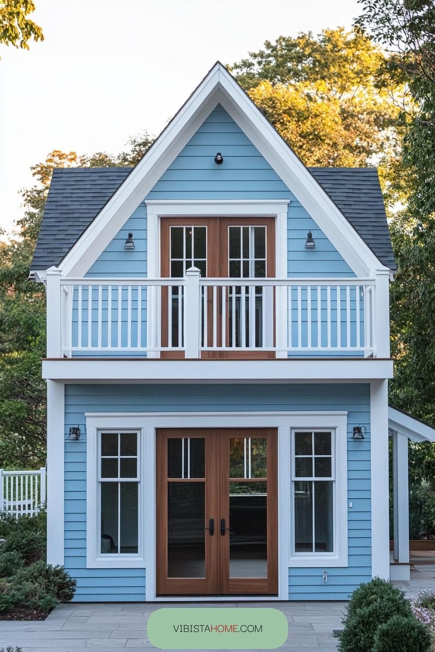 Balcony Charm on a Sky-Blue Abode