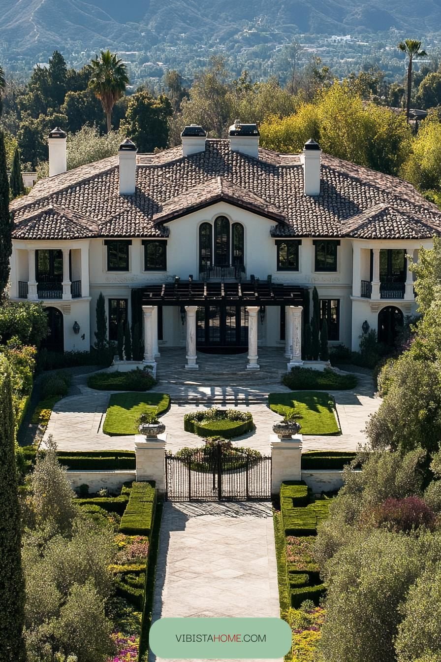 Lush Greenery Around an Extravagant Mansion
