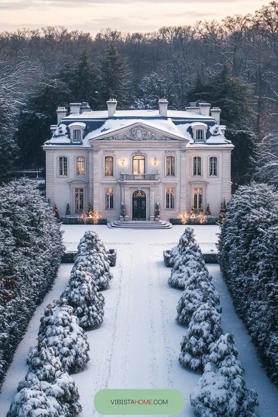 Frosted Mansion in Winter's Grand Style
