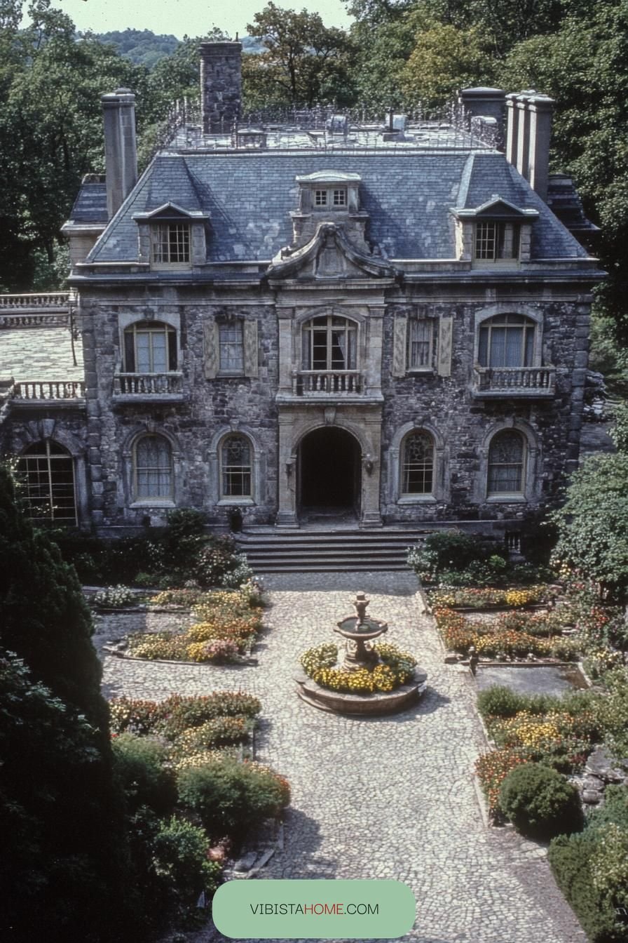 Floral Entrance to an Elegant Stone Estate