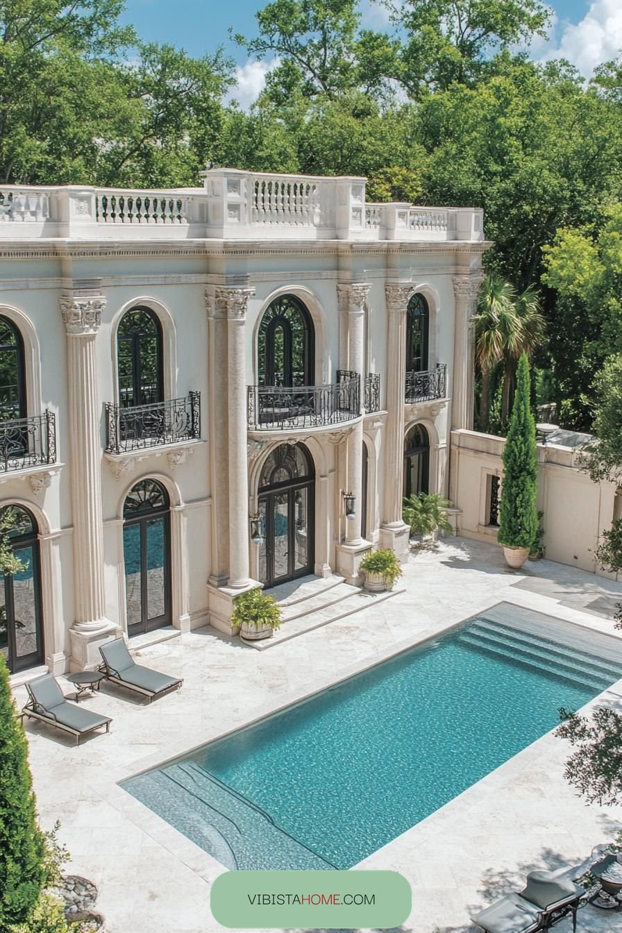Regal Columns on a Majestic Stone Retreat