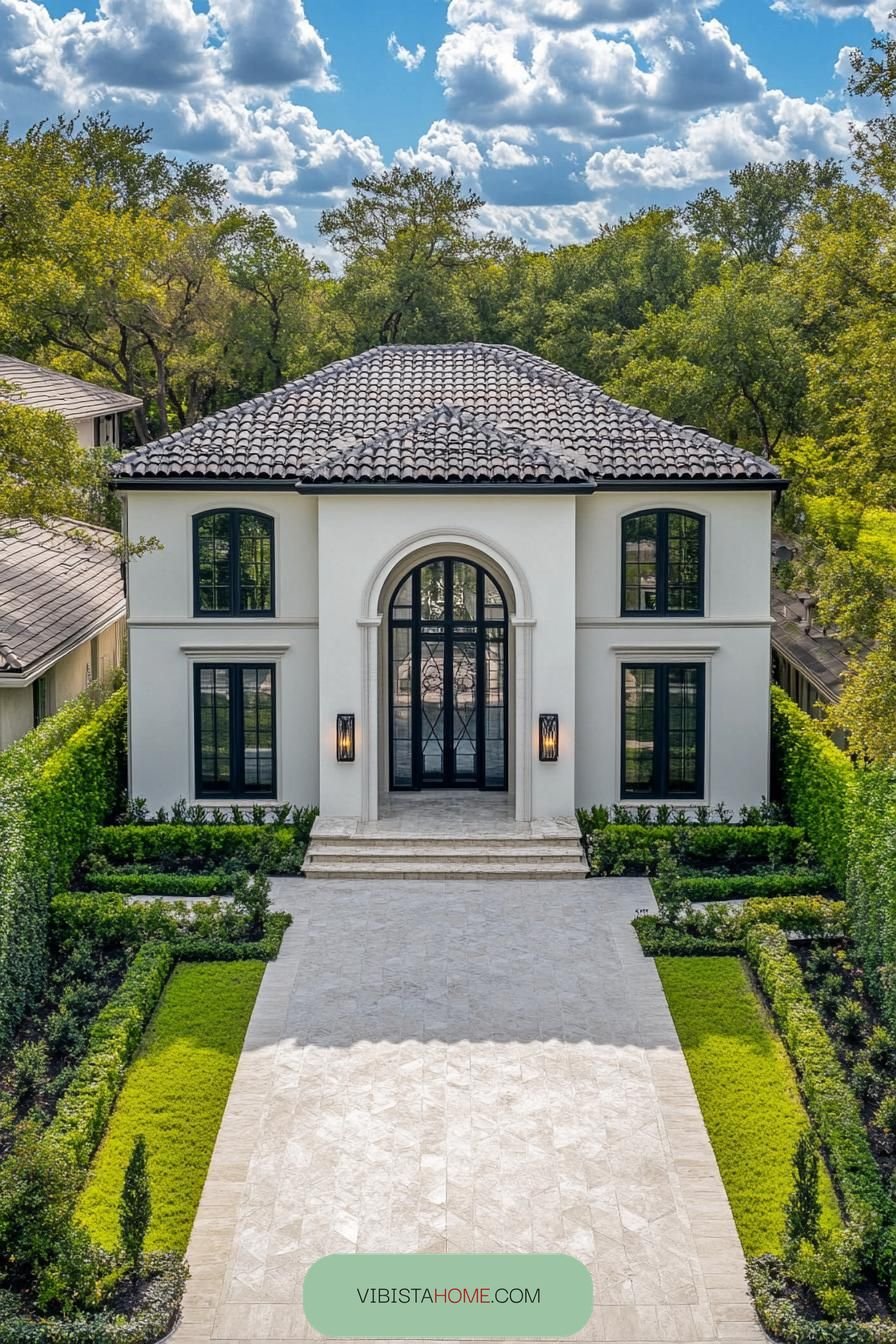 Verdant Hedges Along an Opulent Facade