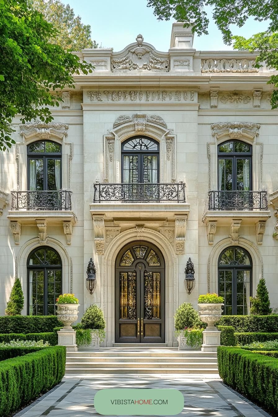 Regal Entry Framed in Carved Elegance