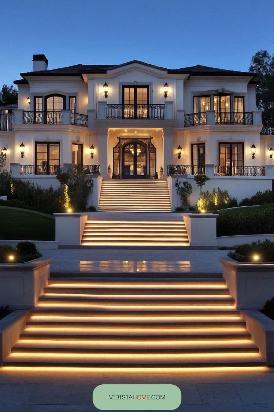 Illuminated Steps and Gleaming Grandeur
