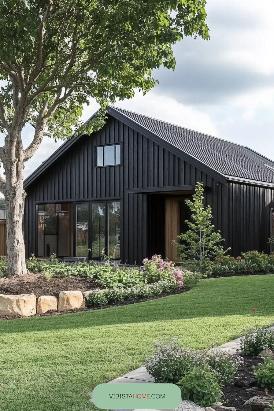 Majestic Ebony Barn on Green Grounds