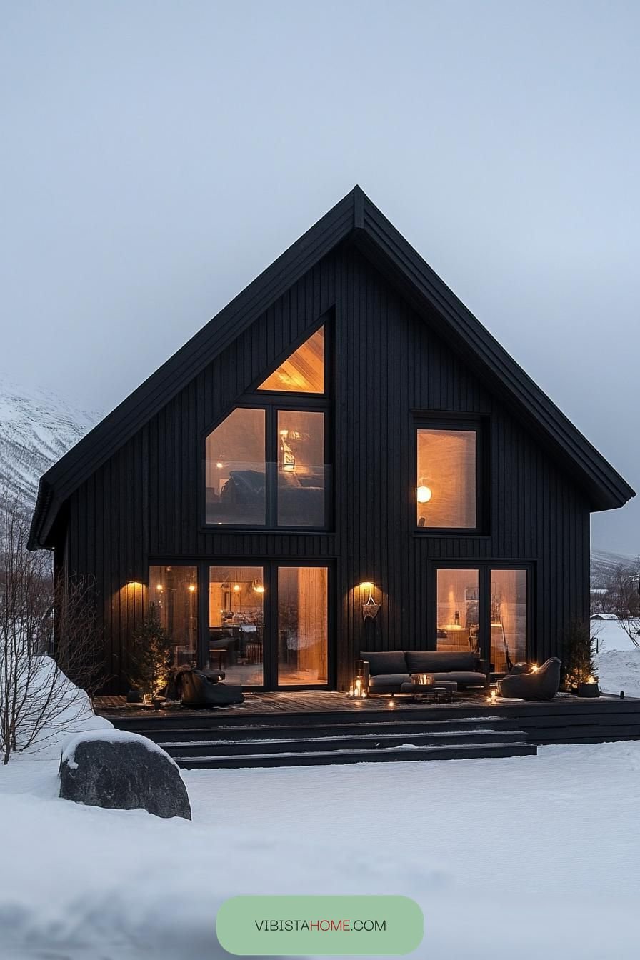 Noir Cabin in a Snowy Wonderland