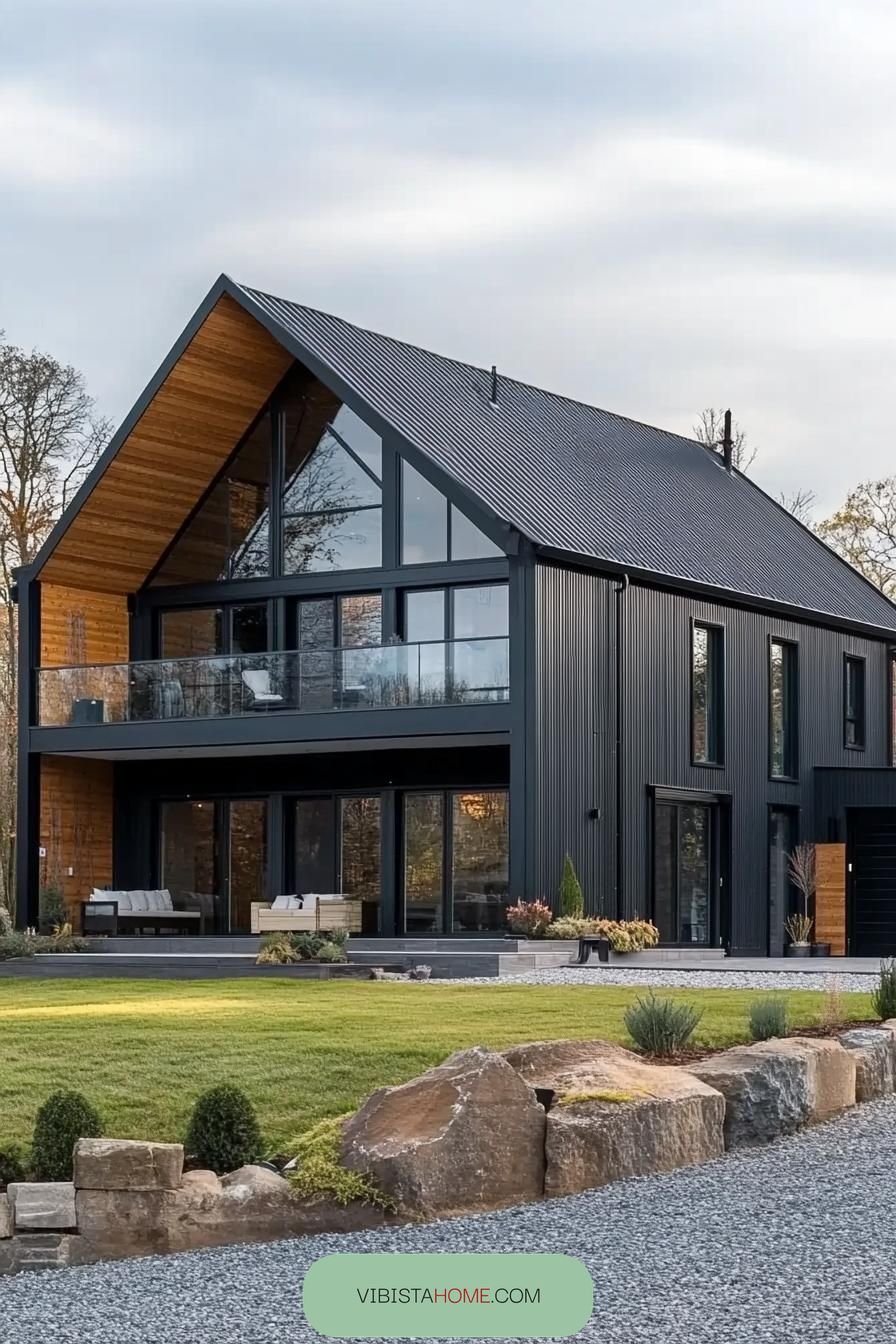 Glass-Walled Oasis on Rolling Land