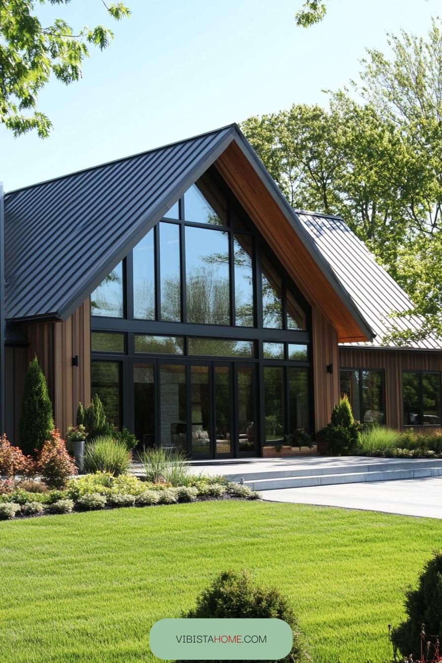Triangular Timber Wonder with Glass Accents
