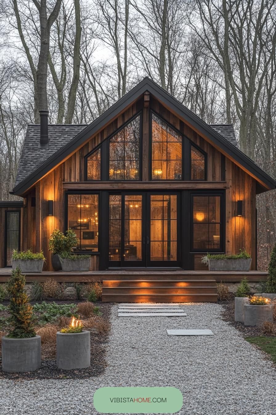 Gabled Glow in a Woodland Setting