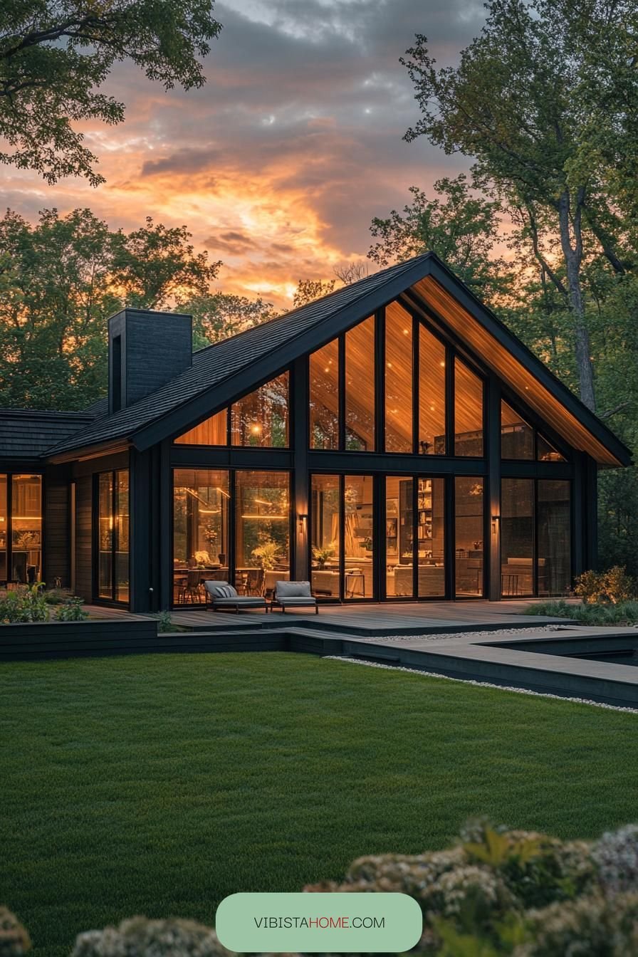 Modern Barn Sanctuary with Fireside Glow